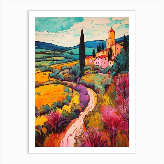 Val D Orcia Italy 1 Fauvist Painting Art Print by MedArt