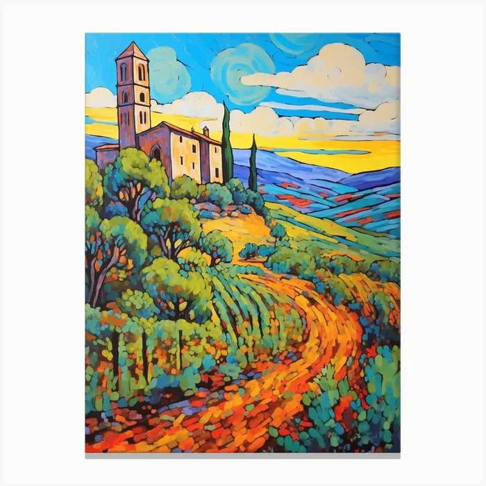 Val D Orcia Italy 3 Fauvist Painting Canvas Print by MedArt