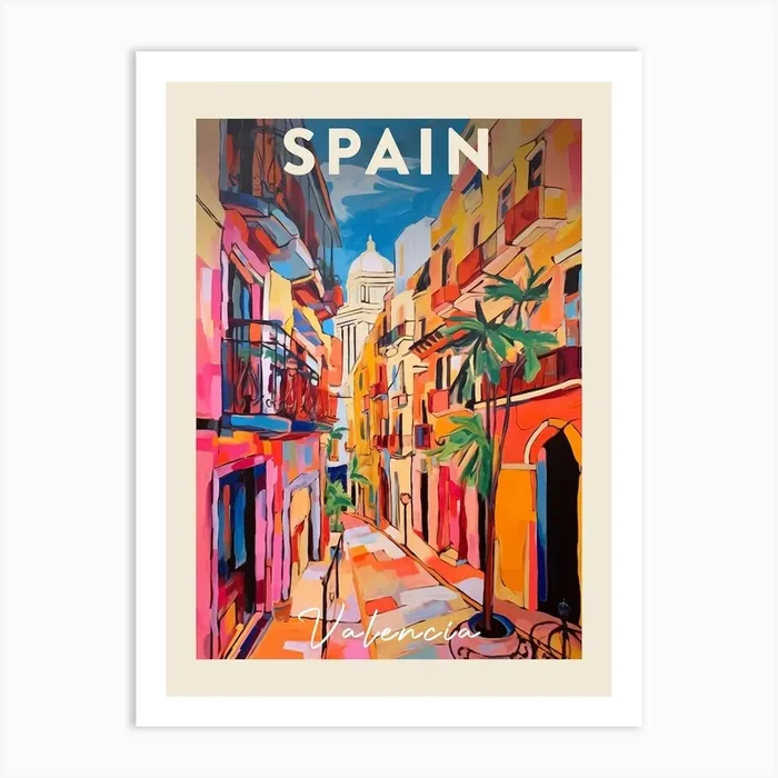 Valencia Spain 6 Fauvist Painting Travel Poster Art Print by MedArt