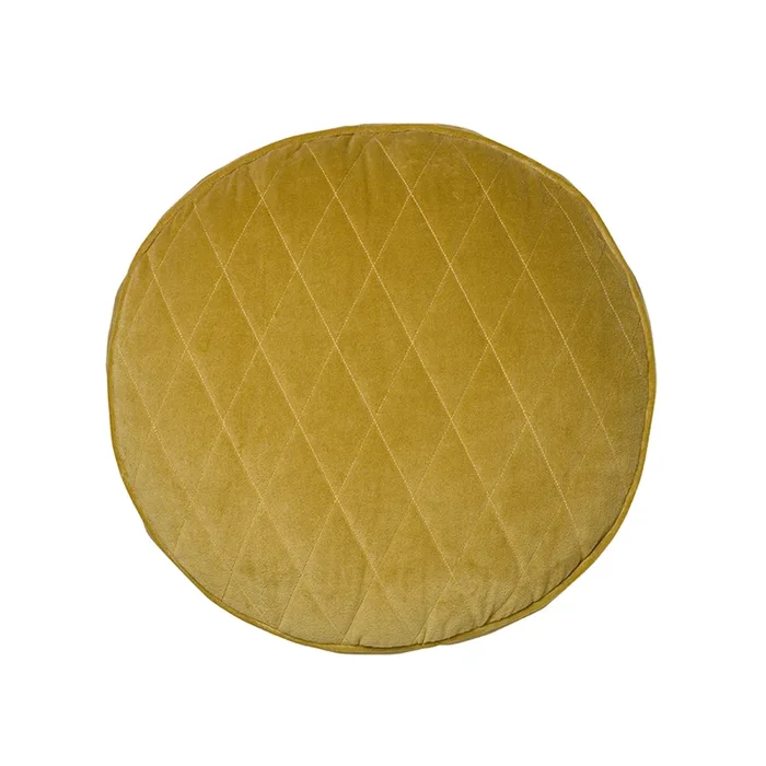 Velvet Jewel Round Quilted Cushion Topaz