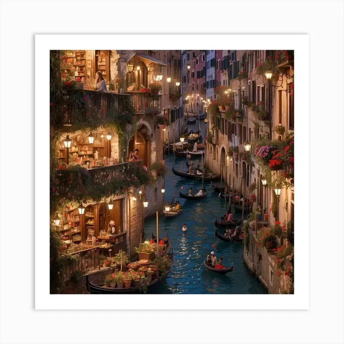Venice At Night Art Print by mohamed kamel