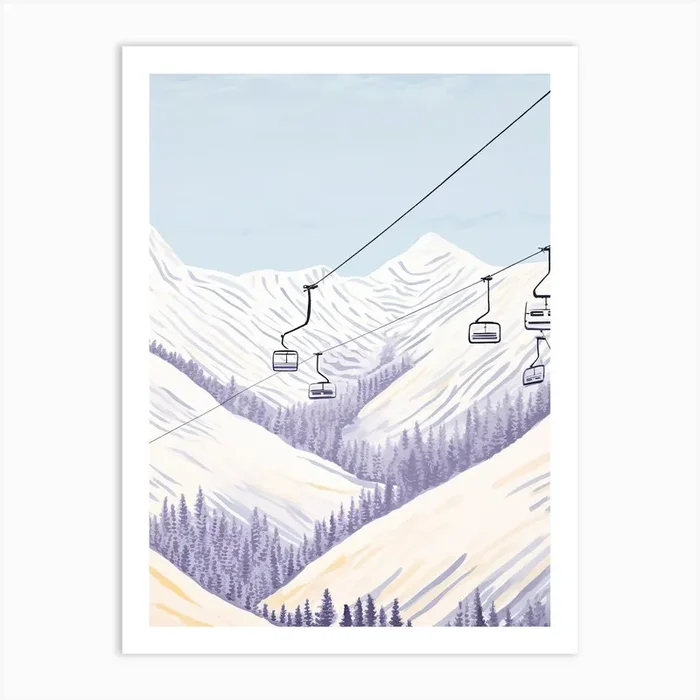 Verbier Switzerland, Ski Resort Pastel Colours Illustration 3 Art Print ...