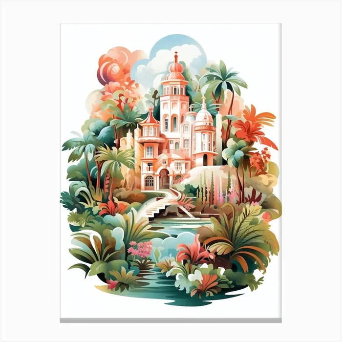 Villa Lante Italy Modern Illustration 2 Canvas PrintGO by Gardens of the World Art Prints & Posters