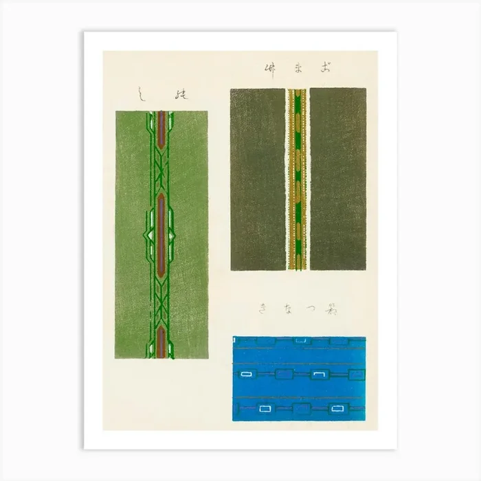 Vintage Ukiyo-e Woodblock Print Of Japanese Textile, Shima Shima, Furuya Korin (151) 1 Art Print by Fy! Classic Art Prints and Posters