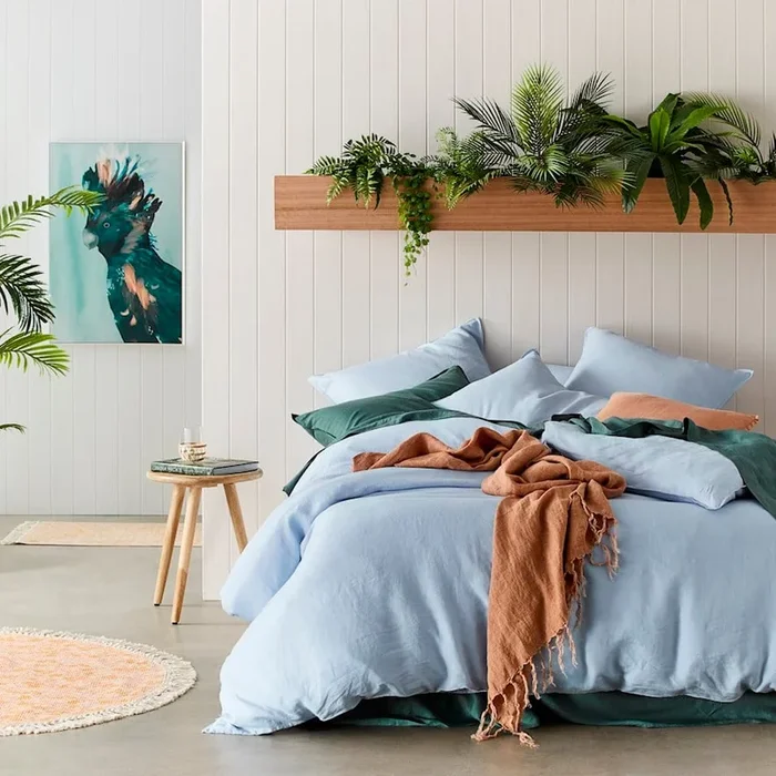 Vintage Washed Linen Dusty Blue Quilt Cover Separates