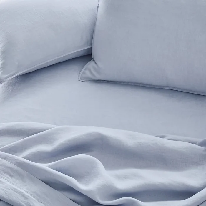 Vintage Washed Linen Dusty Blue Sheet Separates