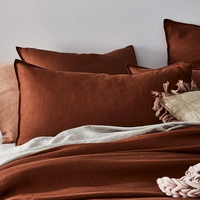 Vintage Washed Linen Paprika Pillowcase
