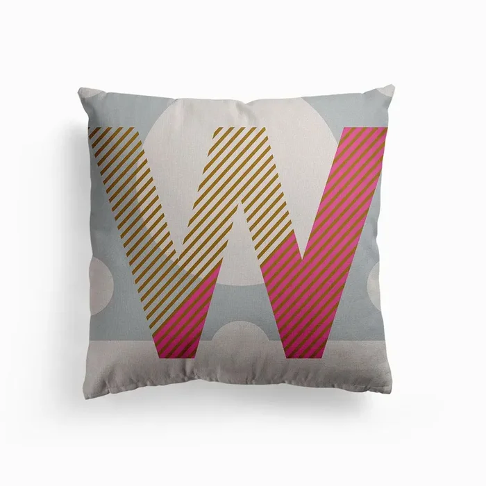 W Typeface Alphabet Canvas Cushion by Lazy Day Paper