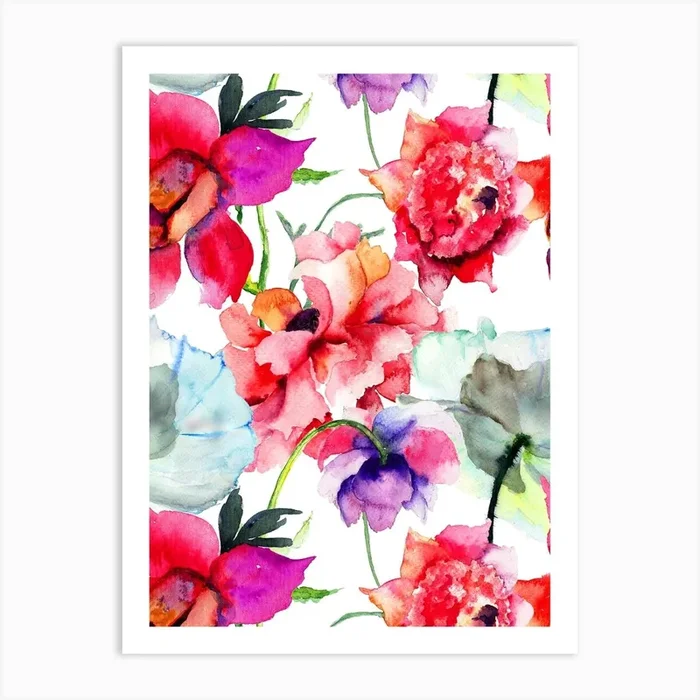 Watercolor Flowers Art Print by marybazar