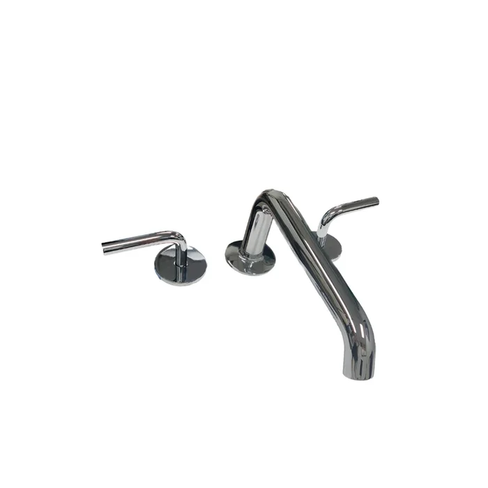 Waterworks .25 Deck Mounted Low Profile Concealed Tub Filler with Flyte Metal Lever Handles in Chrome