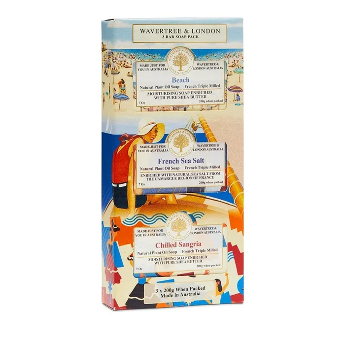 Wavertree & London Set of 3 Beach Soap Bars Gift Pack