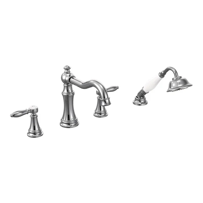 Weymouth Two-Handle Diverter Roman Tub Faucet including Handheld Shower