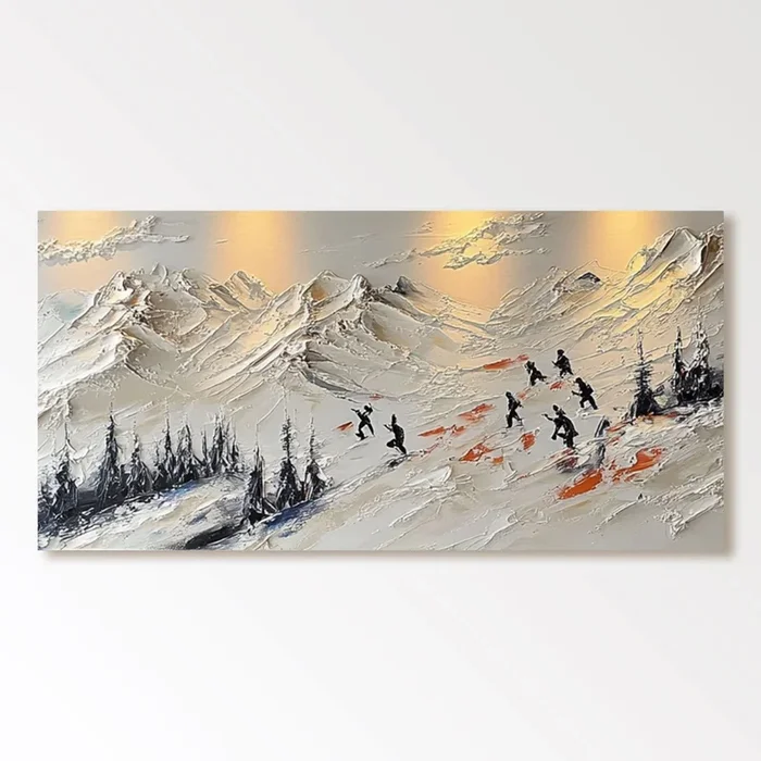 White Plaster Painting “Crépuscule des Sommets”