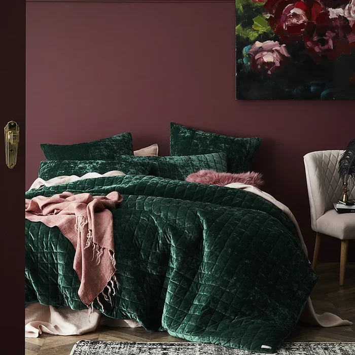 York Velvet Emerald Quilted Quilt Cover Separates