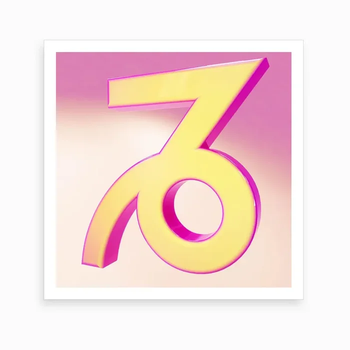 Zodiac Pink And Yellow Sign Capricorn Art Print by Maurizio De Angelis