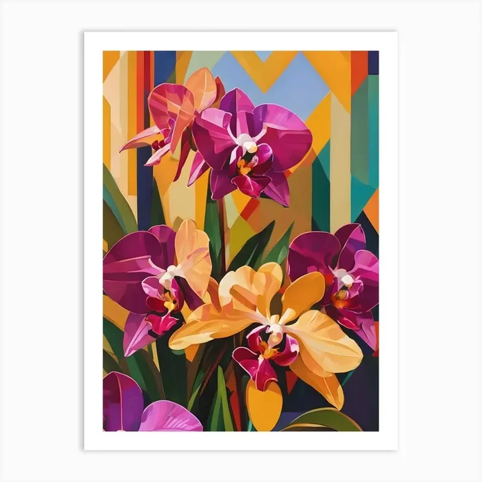 Zygopetalum Orchids Abstract 1 Art Print by Lily Ravioli